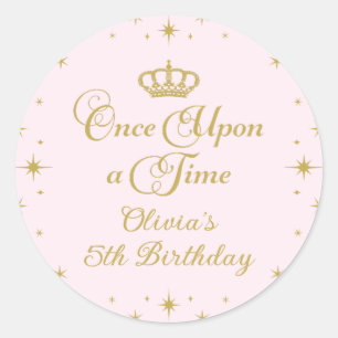 Adesivo Era Uma Vez Princesa Aniversário Dourado