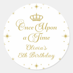 Adesivo Era Uma Vez Princesa Aniversário Dourado