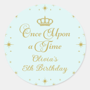 Adesivo Era Uma Vez Princesa Aniversário Dourado
