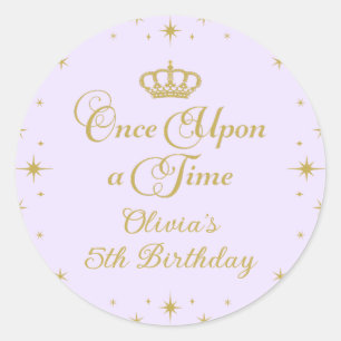 Adesivo Era Uma Vez Princesa Aniversário Dourado