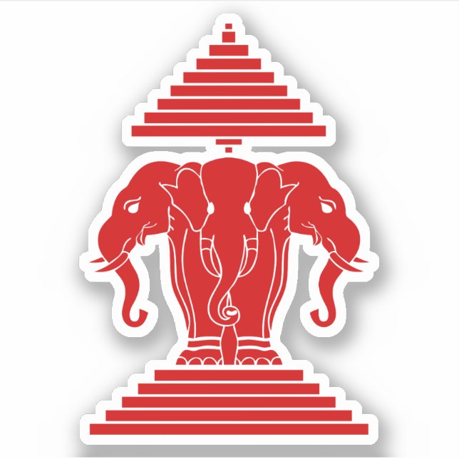 Adesivo Erawan Three Headed Elephant Lao / Laos Flag (Frente)