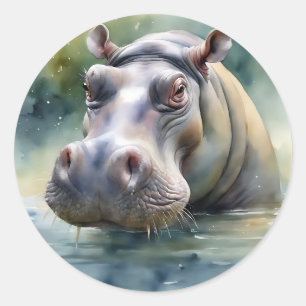 Adesivo Ereal Hippo Watercolor