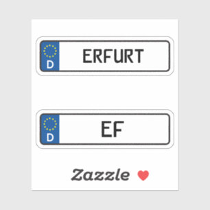 Adesivo Erfurt kennzeichen, placa de licença de automóveis
