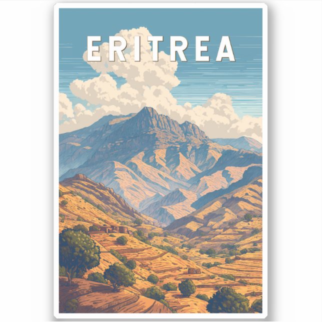 Adesivo Eritreia Illustração Viagem Art Vintage (Frente)