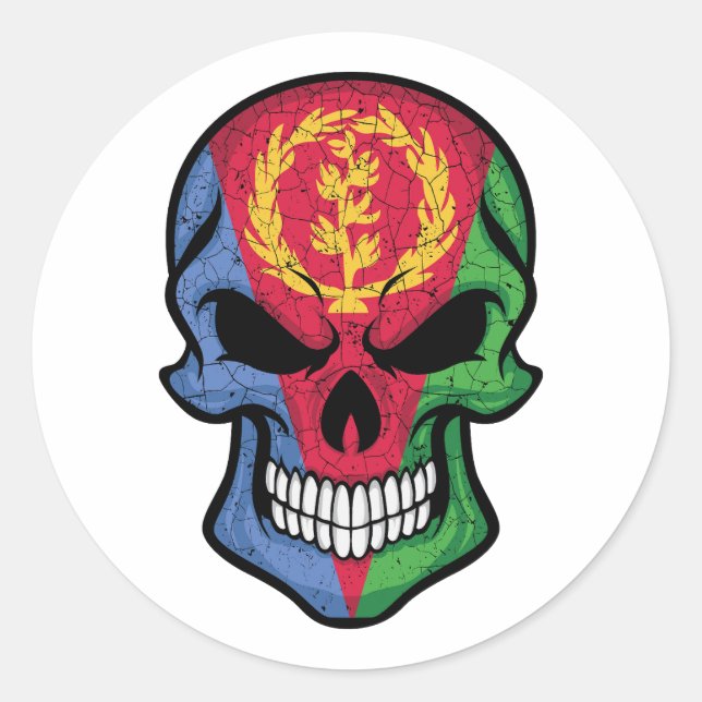 Adesivo Eritreia Smiling Skull Flag (Frente)