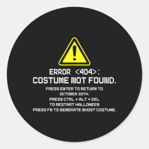 Adesivo Erro 404 Fantasia Não Encontrada Divertido Hallowe