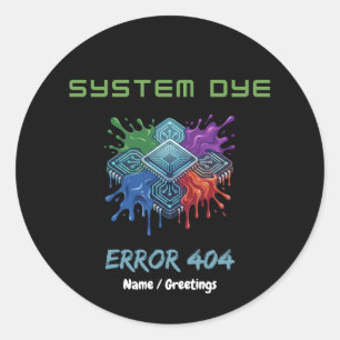 Adesivo Erro de Cor do Sistema 404 Falha Técnica Gráfica d