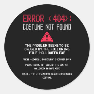 Adesivo Erro de Halloween 404 Figurume Não Encontrado Roup