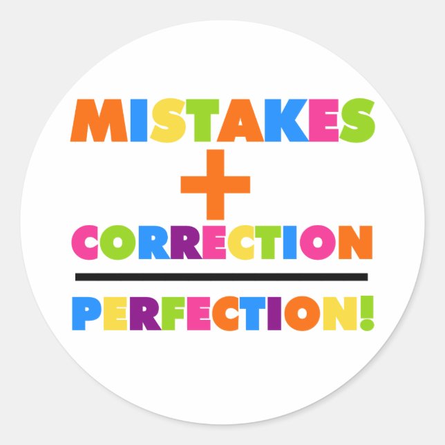 Adesivo Erros Mais Correção Igual a Perfeição (Frente)