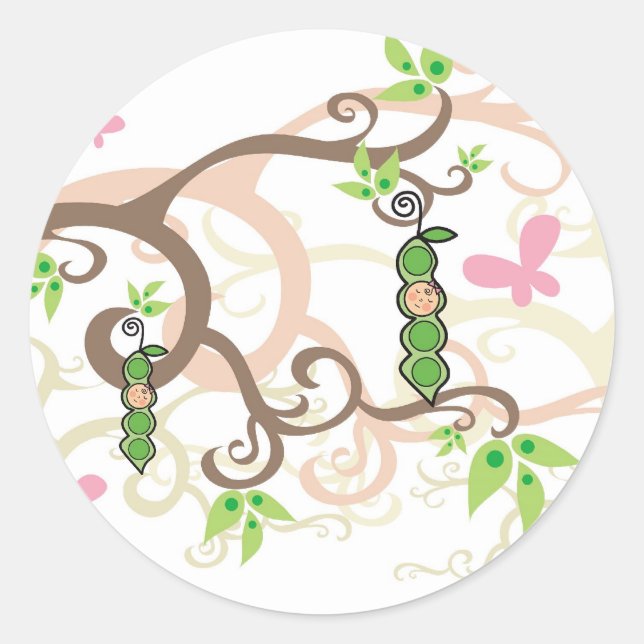 Adesivo Ervilha Rosa Num Chá de fraldas De Rapariga De Pod (Frente)