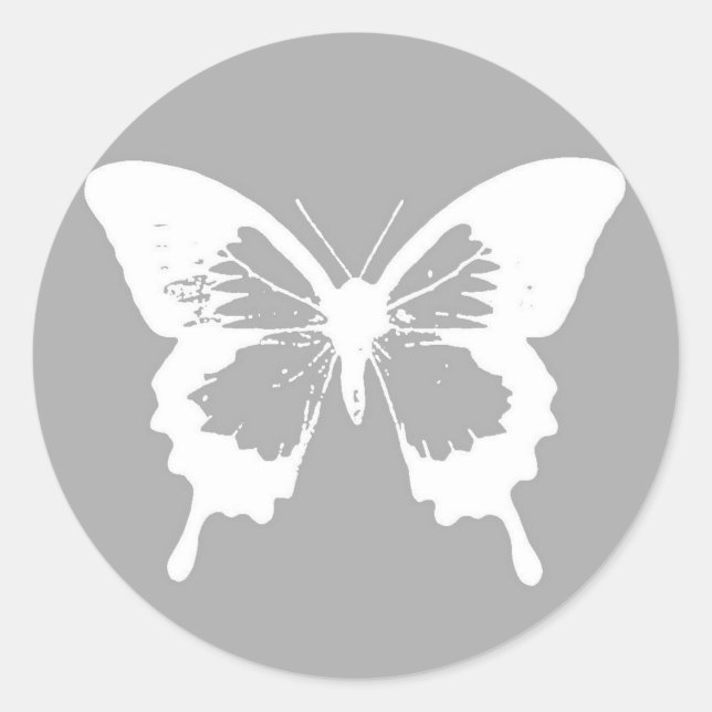 Adesivo Esboço da borboleta, cinza prateada e branco (Frente)