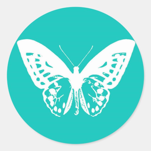 Adesivo Esboço da borboleta, turquesa e branco (Frente)