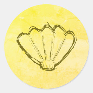 Adesivo Esboço Da Seashell No Papel Antigo