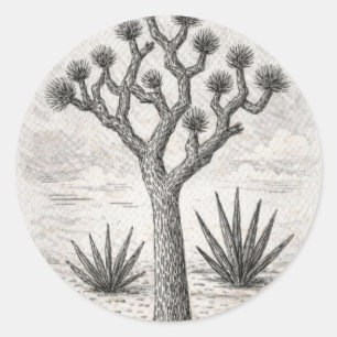 Adesivo esboço de árvore de josué arte de desenho do des