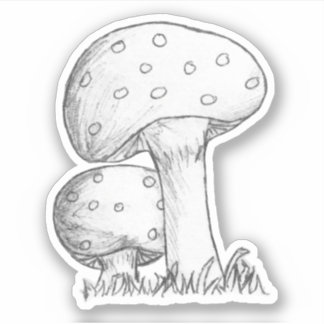 Adesivo Esboço de Cogumelos