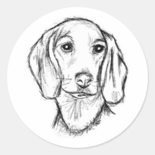 Adesivo esboço desenhado à mão de cachorro dachshund preto