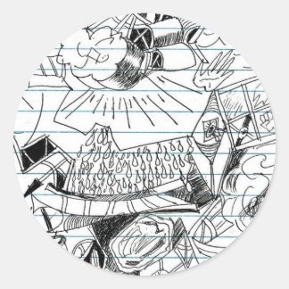 Adesivo Esboço do papel do caderno do Doodle da caneta de