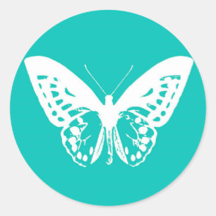 Adesivo Esboço, turquesa e branco da borboleta