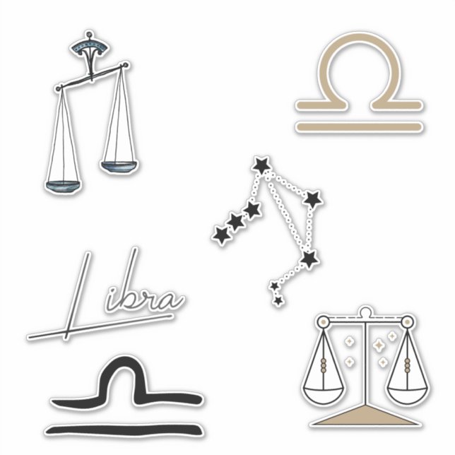 Adesivo Escala de Libra Astrologia da Justiça Ouro Negro Z (Frente)