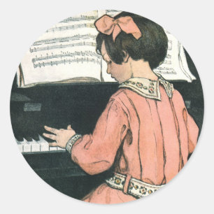 Adesivo Escalas por Jessie Willcox Smith, Piano Music Girl
