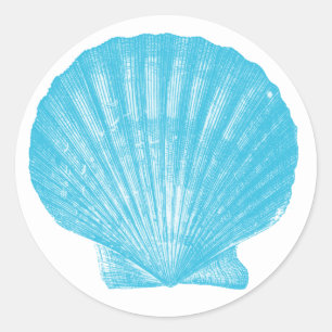 Adesivo Escamudo de Casamento de Célula Azul de Seashell