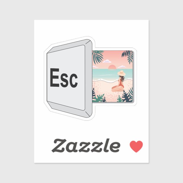 Adesivo Escape do teclado para o paraíso na praia (Folha)