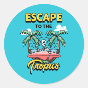 Adesivo Escape para o Surf de esqueleto trópico