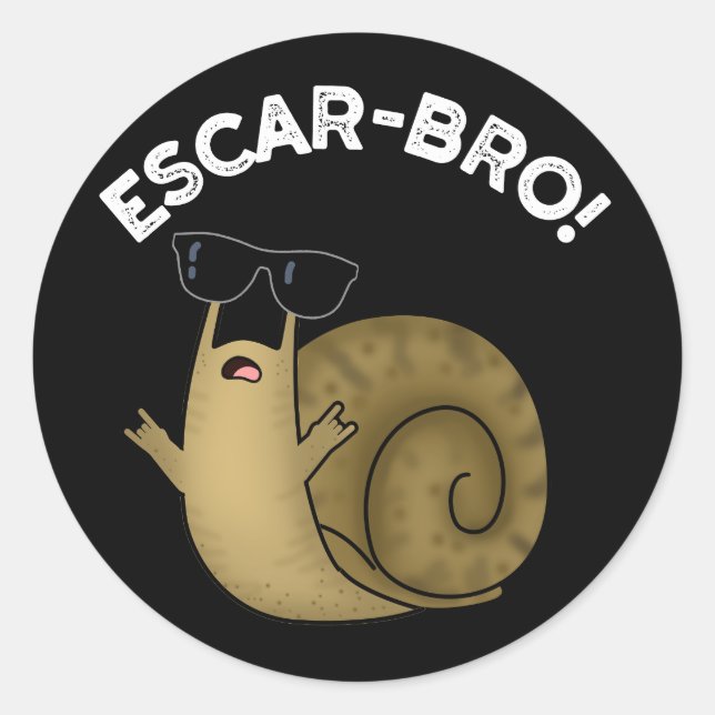 Adesivo Escar-bro Funny French Escargot Snail Pun Dark BG (Frente)