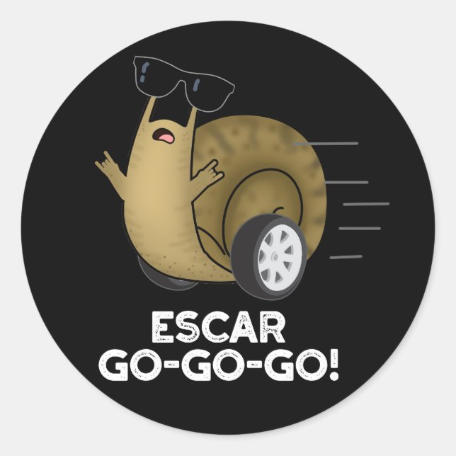 Adesivo Escar-go-go Engraçado Caracol Francês Escuro BG (Frente)