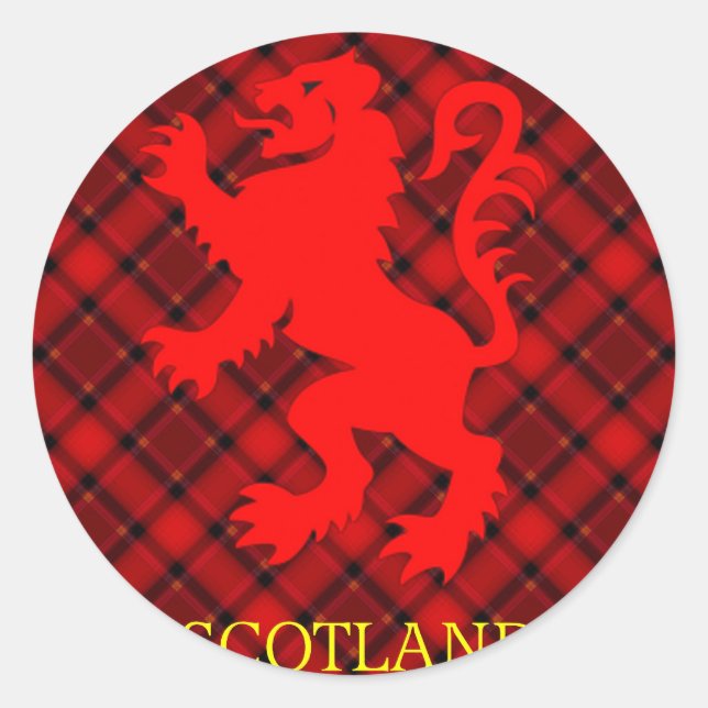 Adesivo Escocês Red Lion Rampant em Tartan (Frente)