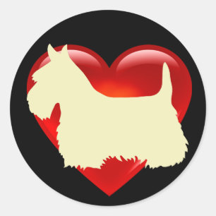 Adesivo Escocês Terrier Black/white silhuette red Heart