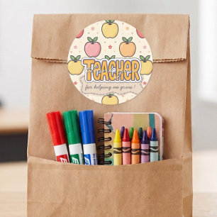 Adesivo Escola de Professor Amarelo Padrão de Maçã