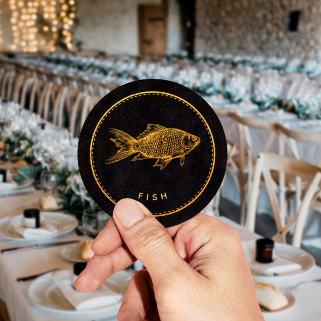 Adesivo Escolha de comida para casamento de peixes chiques (Criador carregado)