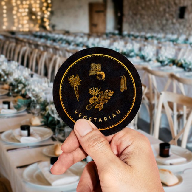 Adesivo Escolha de Comida Vegetariana Chic Preta e Dourada (Criador carregado)