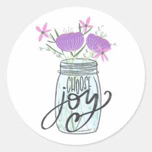 Adesivo Escolha Joy Mason Jar com Flores