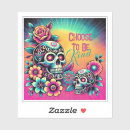 Adesivo Escolha ser um crânio colorido