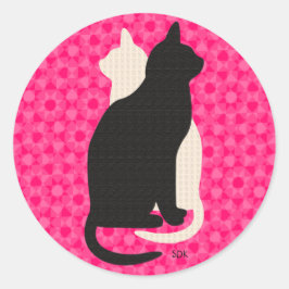 Adesivo Escolher Cor Preta Gato Branco Duo Yin Yang Estilo