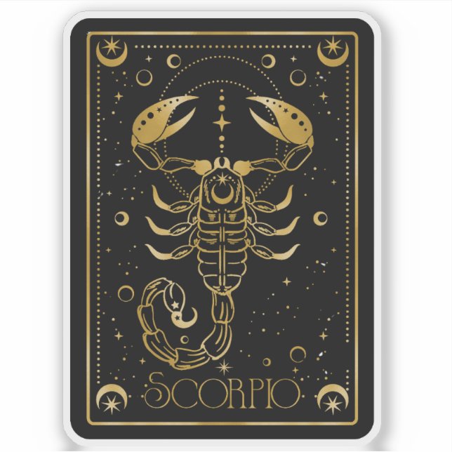 Adesivo Escorpião Astrológico Preto e Dourado Zodiac Scorp (Frente)