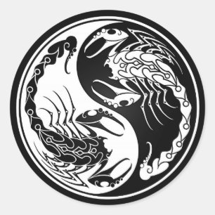 Adesivo Escorpião brancos e pretos de Yin Yang