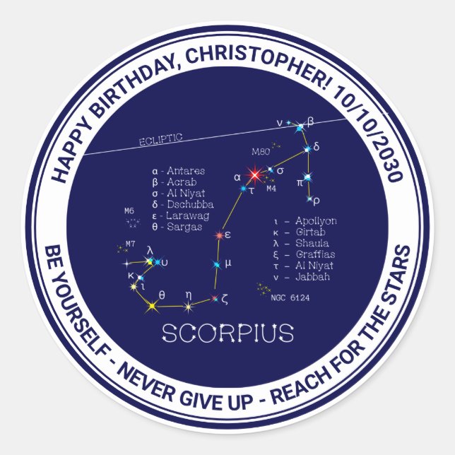 Adesivo Escorpião de constelação do Zodiac (Frente)