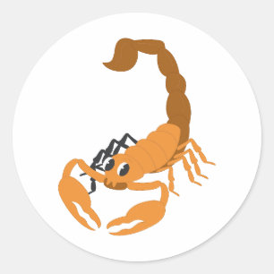 Adesivo Escorpião de Desenho Animado Laranja Fofo Vetor de