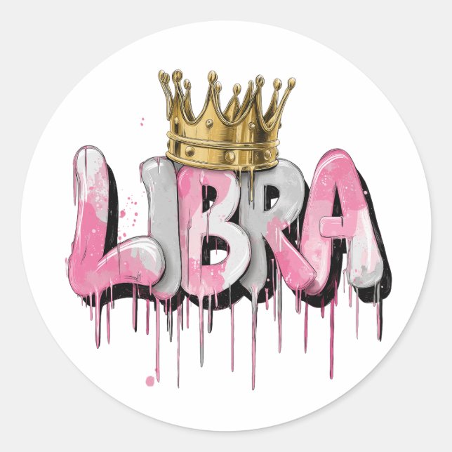 Adesivo Escova Balançada de Grafite Zodiac Libra com Coroa (Frente)