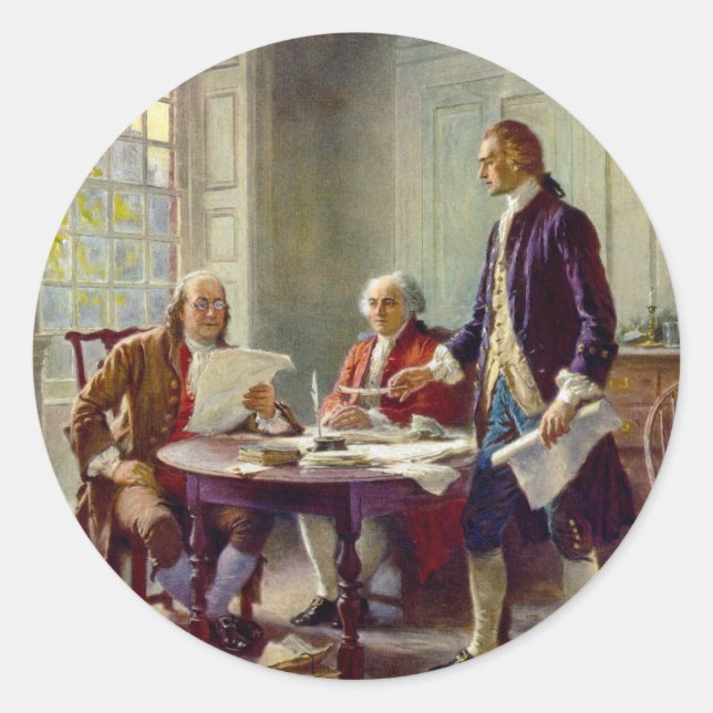 Adesivo Escrevendo a Declaração de Independência 1776 (Frente)