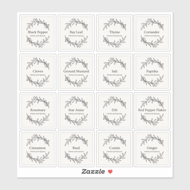 Adesivo Escrita de Especiarias de Plantas Culinárias da Co (Folha)