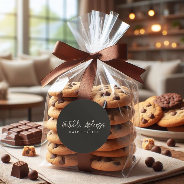 Adesivo Escrita elegante mínima de cinza de carvão (Criador carregado)