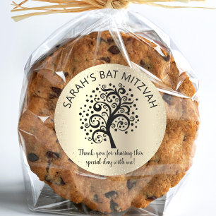 Adesivo Escrita em Árvore da Vida Preta do Bat Mitzvah