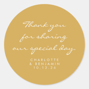 Adesivo Escrita Minimalista Clássica Amarelo Obrigado Cas