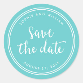 Adesivo Escrita Turquesa e Listras Brancas Salve a Data