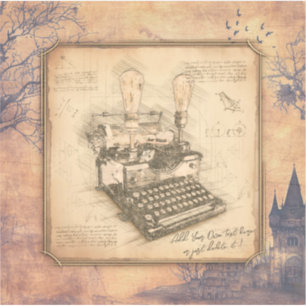 Adesivo Escrita Vintage. Presente de Autor/Escritor