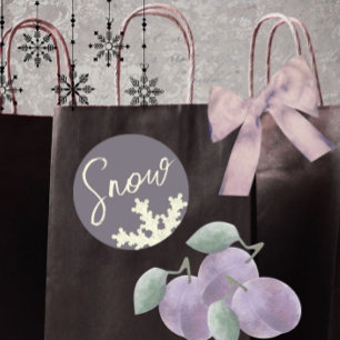 Adesivo Escrito da neve cinza roxa manteiga creme elegante